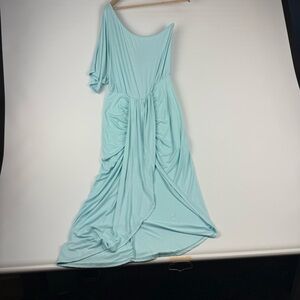 Besson River Women’s Large Elizabeth Off-Shoulder Maxi Dress – Light Blue